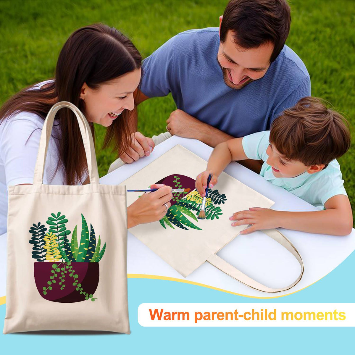 Succulent Garden in a Plum Pot paint by numbers tote bag – image 13