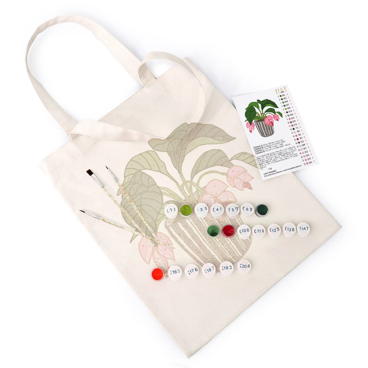 Pink Blooms in a Striped Pot paint by numbers tote bag – image 5