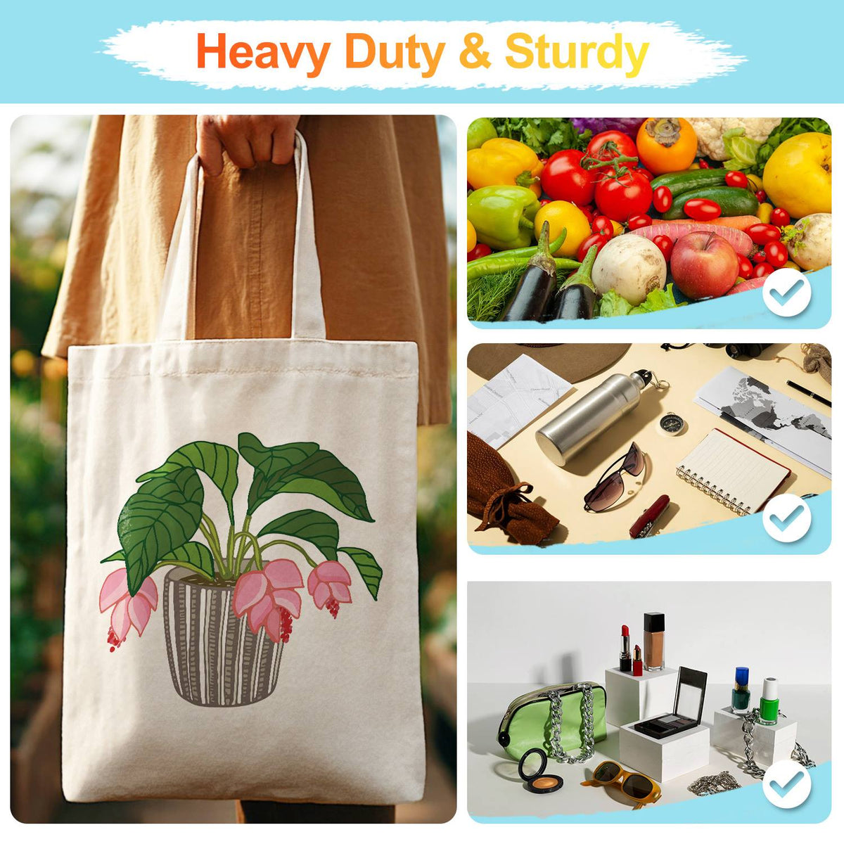 Pink Blooms in a Striped Pot paint by numbers tote bag – image 15