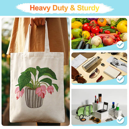 Pink Blooms in a Striped Pot paint by numbers tote bag – image 15