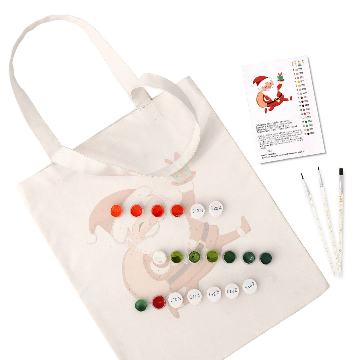 Santa Dashing with a Gift paint by numbers tote bag – image 2