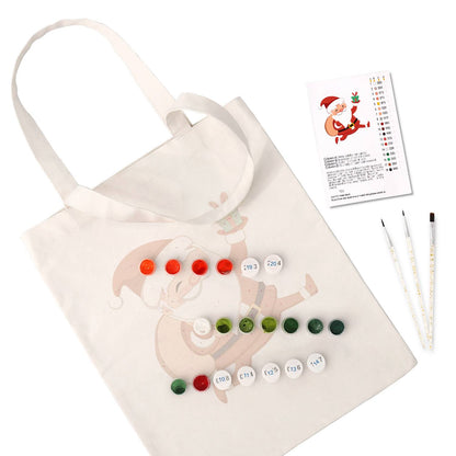 Santa Dashing with a Gift paint by numbers tote bag – image 2