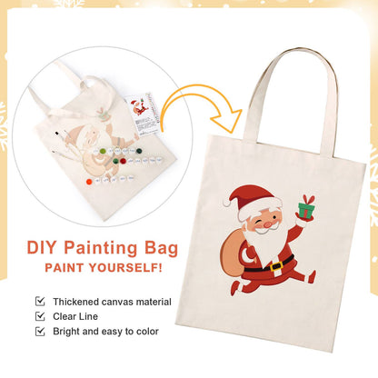 Santa Dashing with a Gift paint by numbers tote bag – image 4