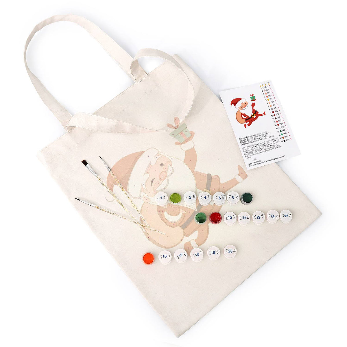 Santa Dashing with a Gift paint by numbers tote bag – image 5
