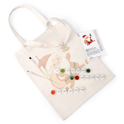 Santa Dashing with a Gift paint by numbers tote bag – image 5
