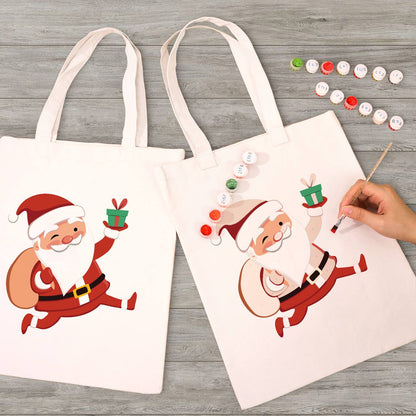 Santa Dashing with a Gift paint by numbers tote bag – image 6