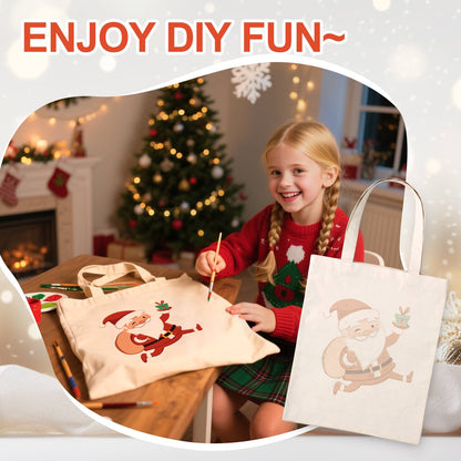 Santa Dashing with a Gift paint by numbers tote bag – image 8