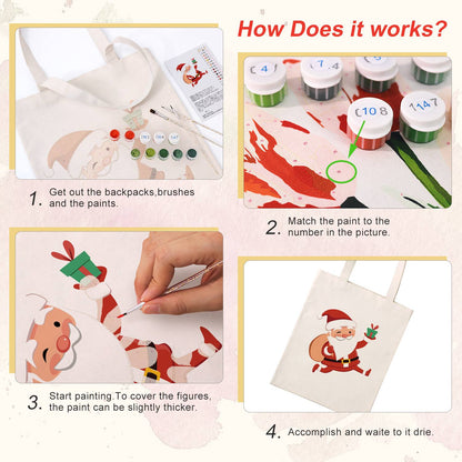 Santa Dashing with a Gift paint by numbers tote bag – image 10