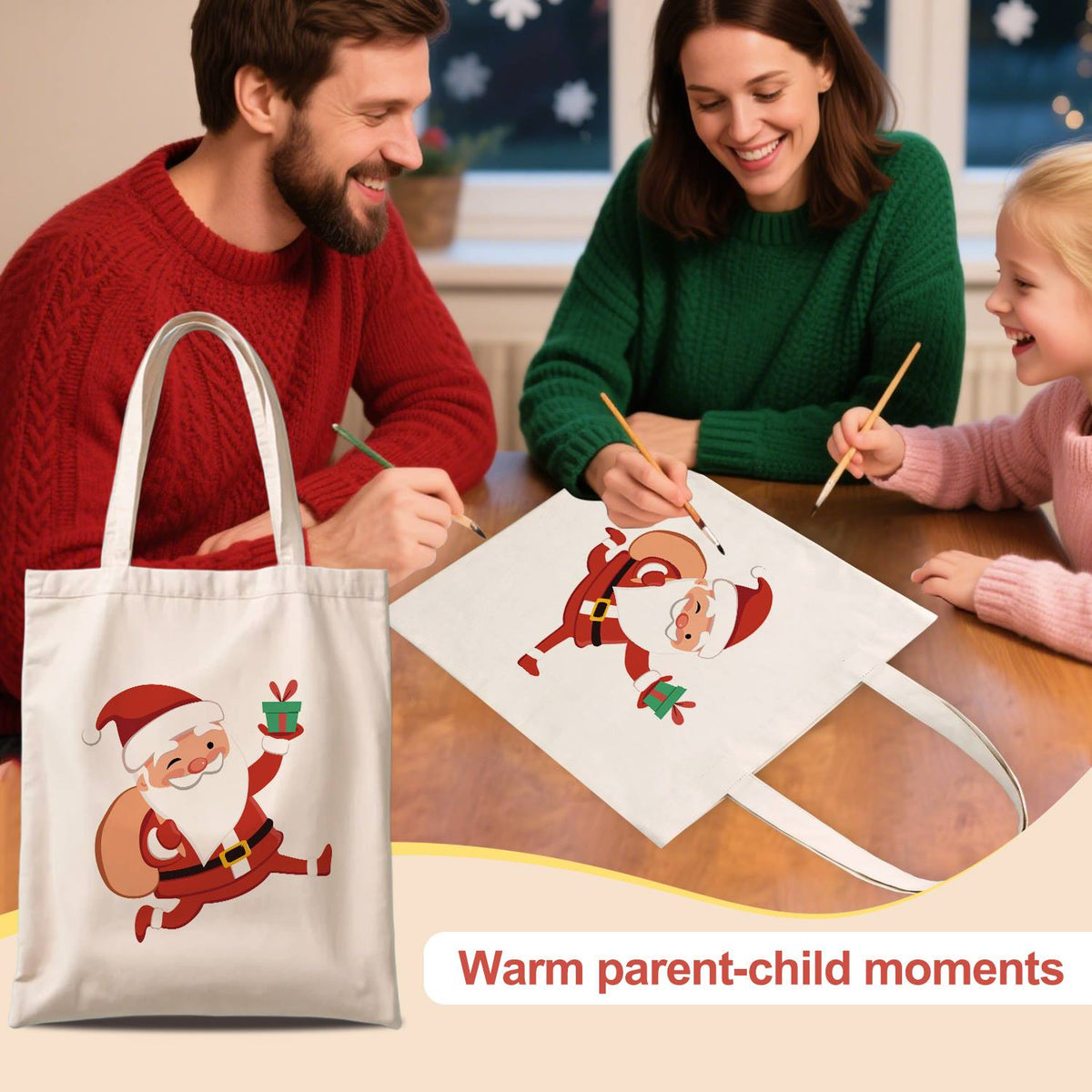 Santa Dashing with a Gift paint by numbers tote bag – image 12