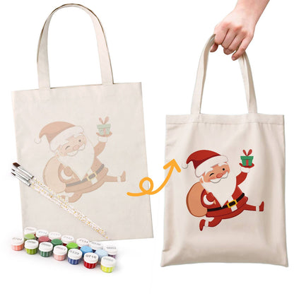 Santa Dashing with a Gift paint by numbers tote bag – image 15