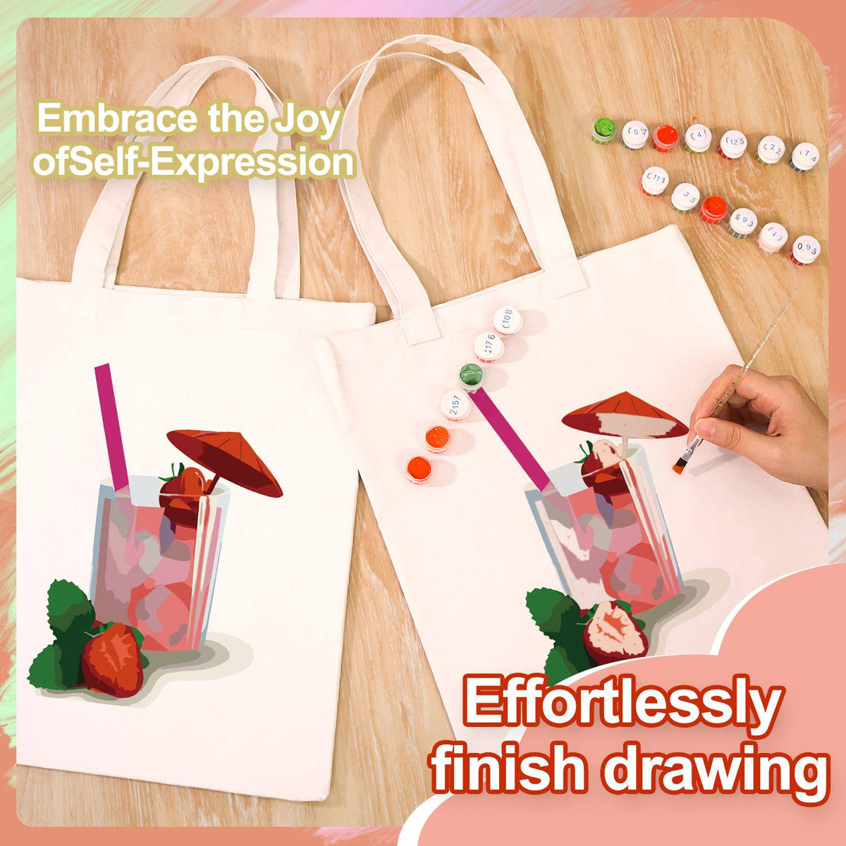 Iced Strawberry Cooler paint by numbers tote bag – image 7
