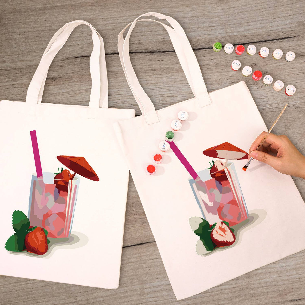 Iced Strawberry Cooler paint by numbers tote bag – image 8