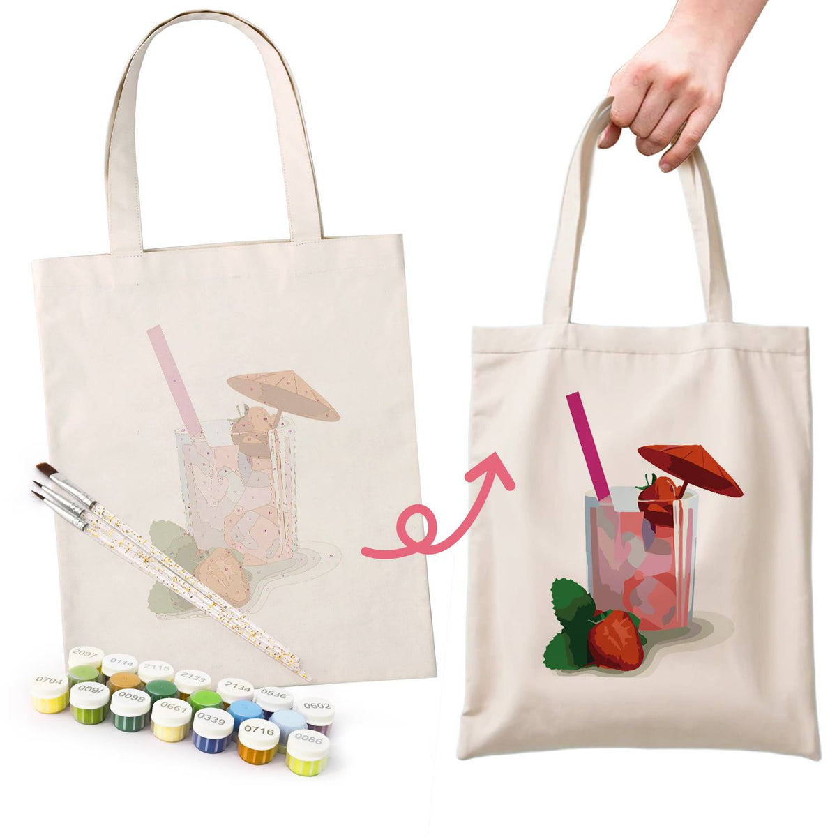 Iced Strawberry Cooler paint by numbers tote bag – image 15