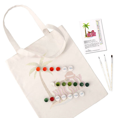 Palm Tree Getaway with Sunhat paint by numbers tote bag – image 2