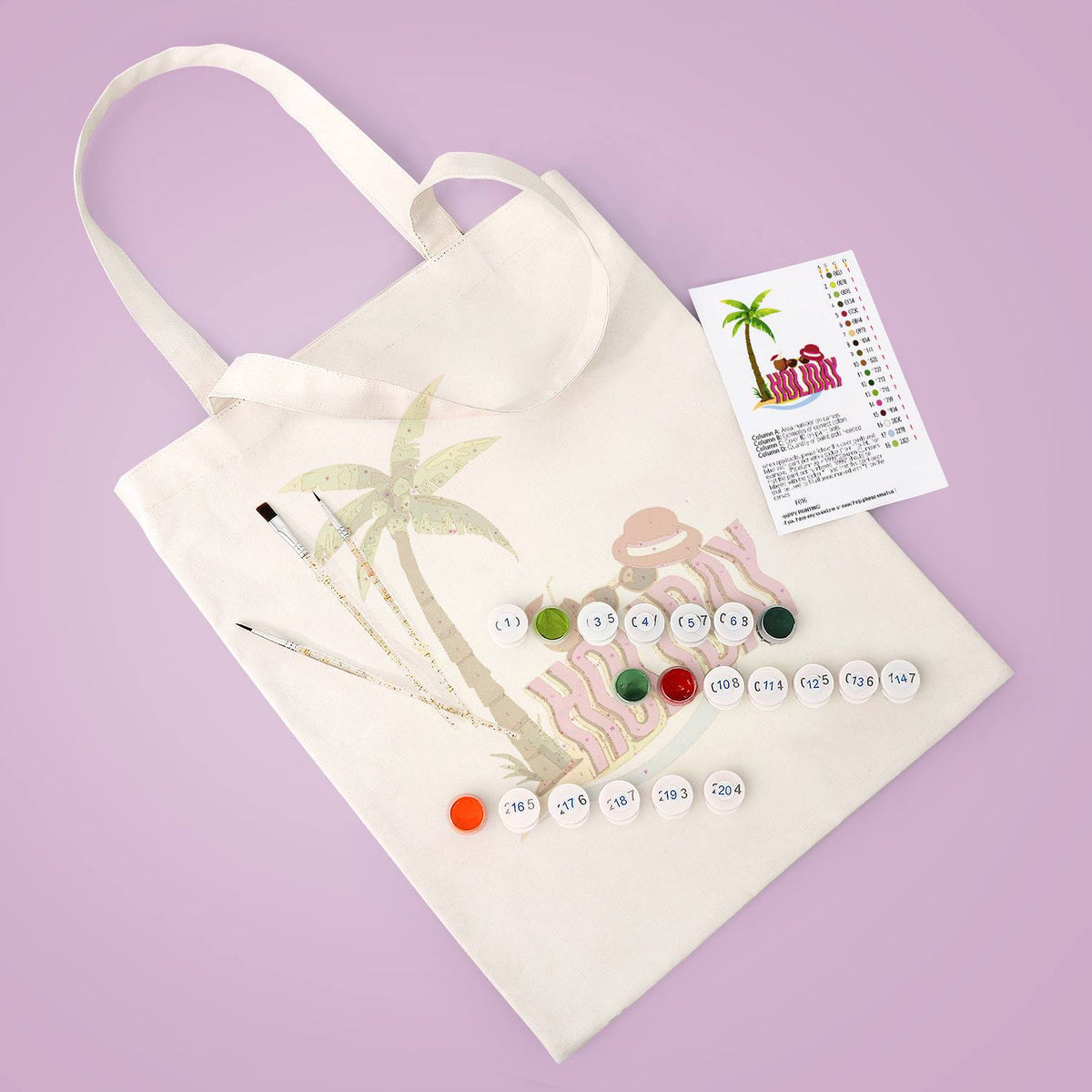 Palm Tree Getaway with Sunhat paint by numbers tote bag – image 5