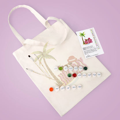 Palm Tree Getaway with Sunhat paint by numbers tote bag – image 5