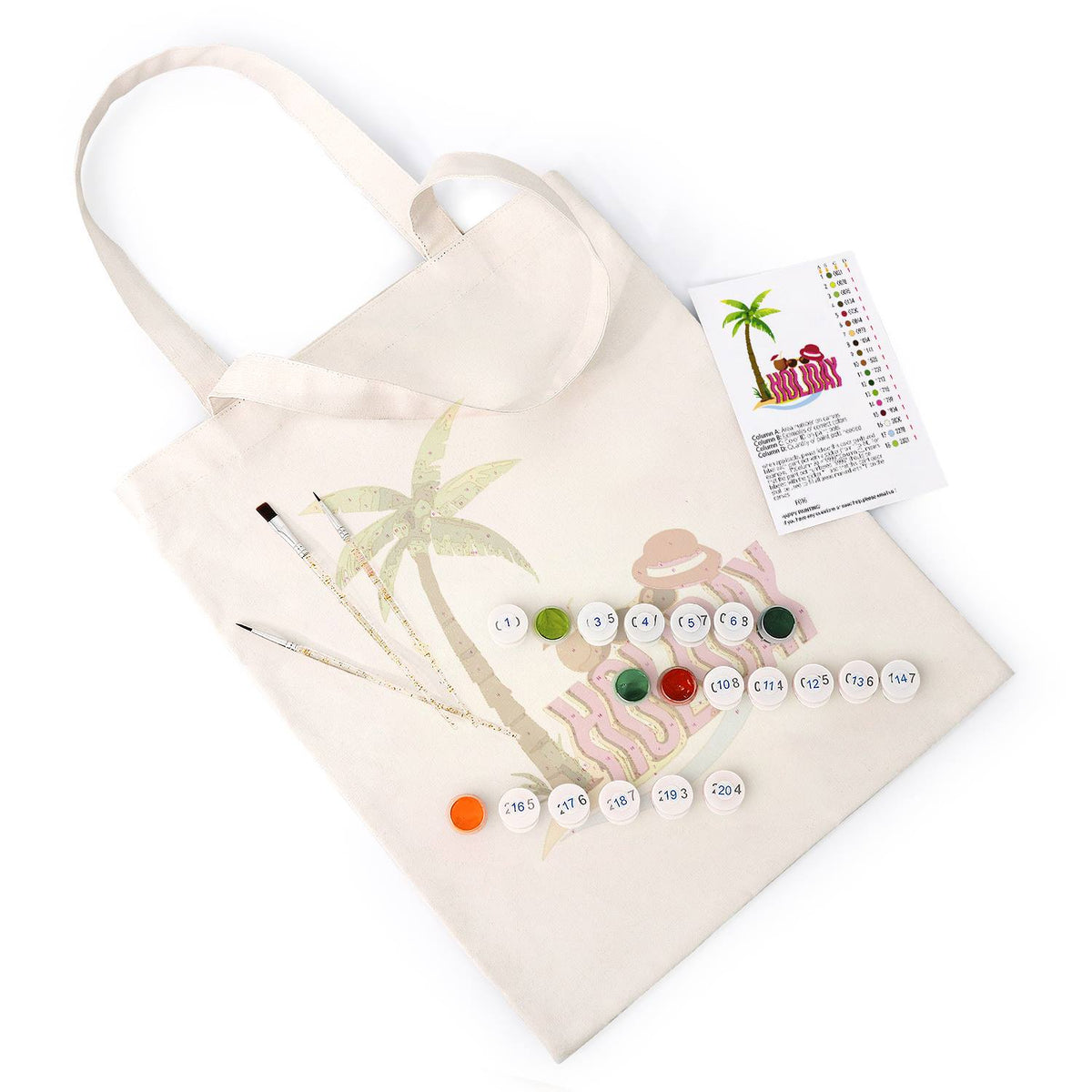 Palm Tree Getaway with Sunhat paint by numbers tote bag – image 6