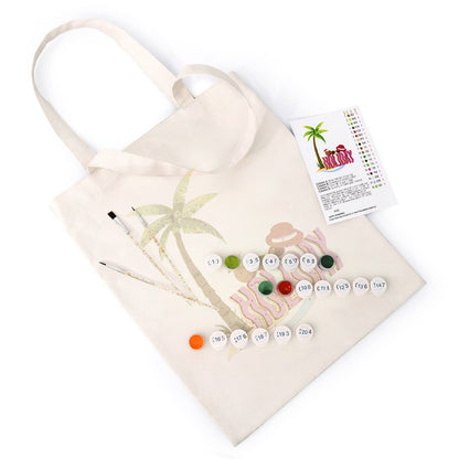 Palm Tree Getaway with Sunhat paint by numbers tote bag – image 6