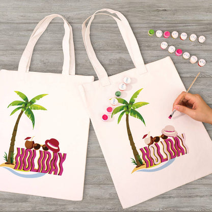 Palm Tree Getaway with Sunhat paint by numbers tote bag – image 8