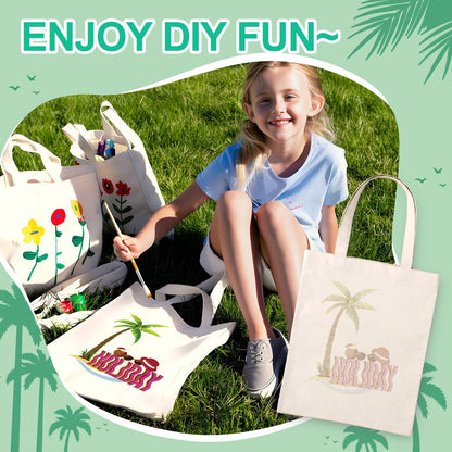 Palm Tree Getaway with Sunhat paint by numbers tote bag – image 9