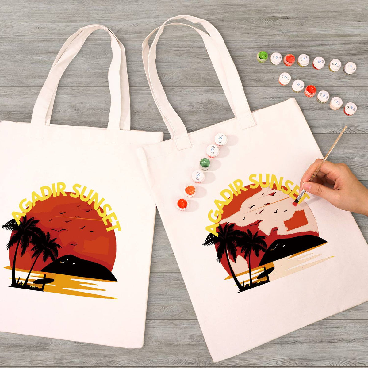 Blazing Sun Over the Palms paint by numbers tote bag – image 8