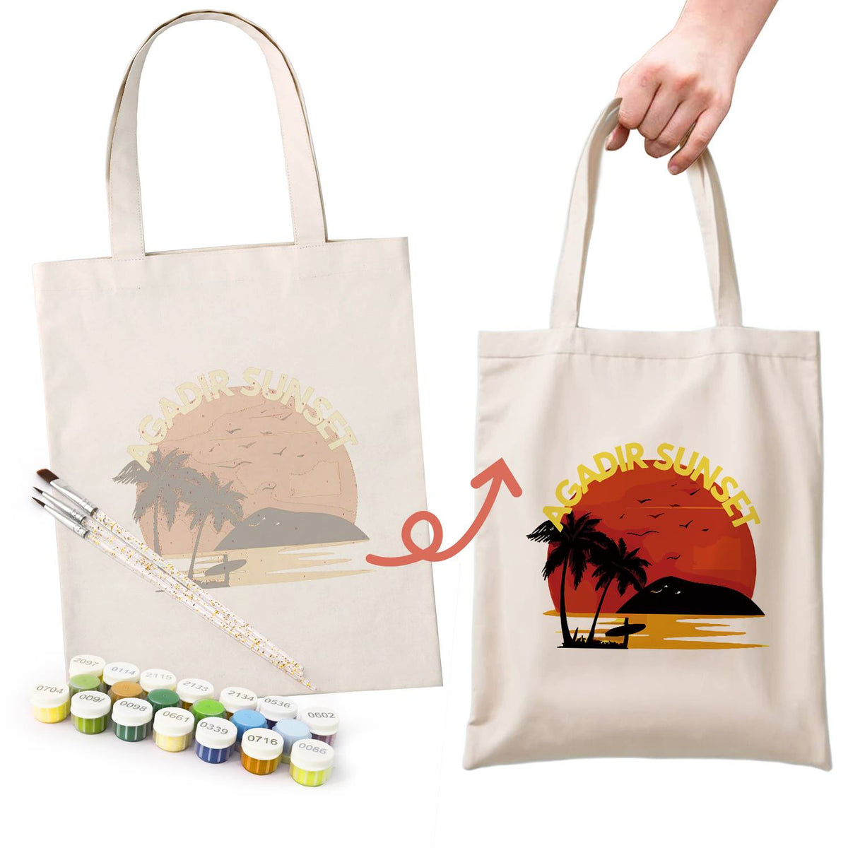 Blazing Sun Over the Palms paint by numbers tote bag – image 15