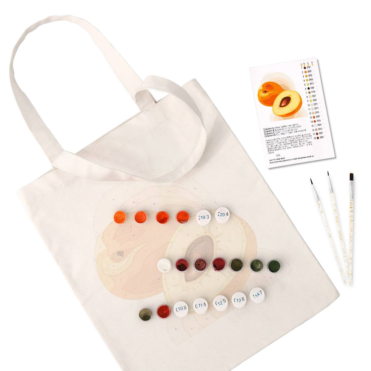Halved Peaches with Stone paint by numbers tote bag – image 2