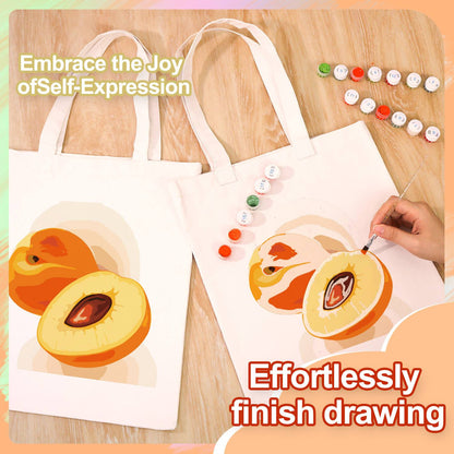 Halved Peaches with Stone paint by numbers tote bag – image 7