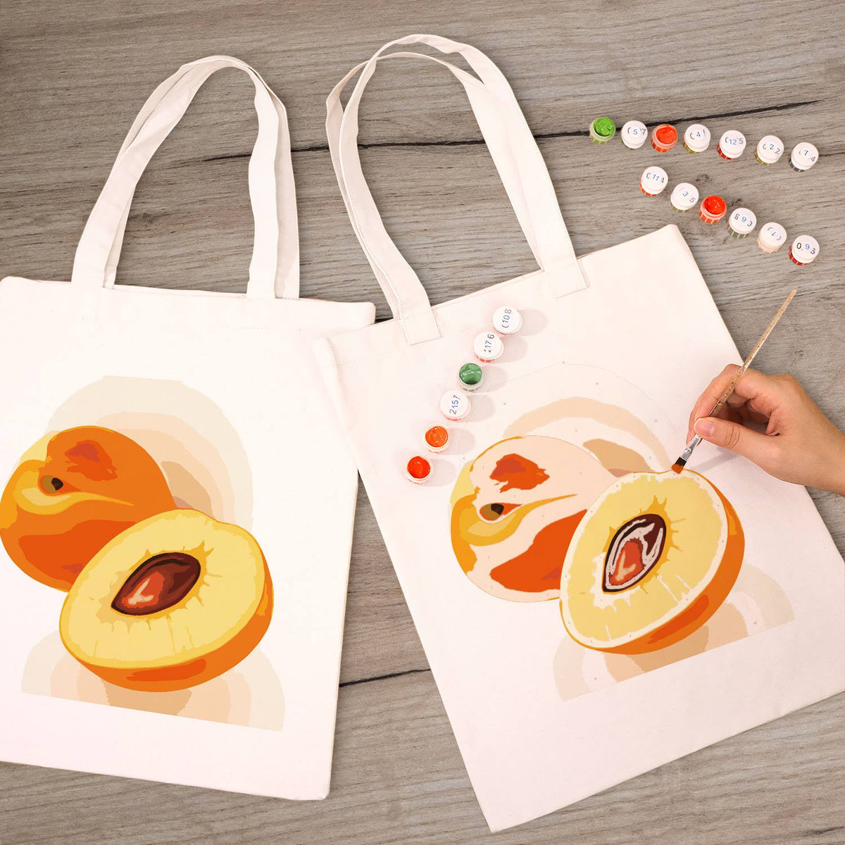 Halved Peaches with Stone paint by numbers tote bag – image 8