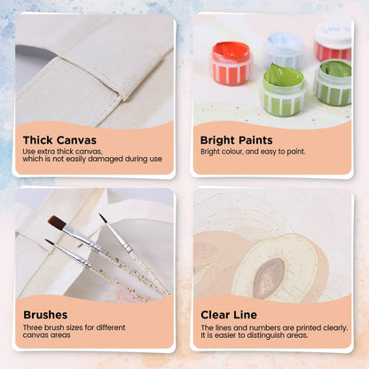 Halved Peaches with Stone paint by numbers tote bag – image 10