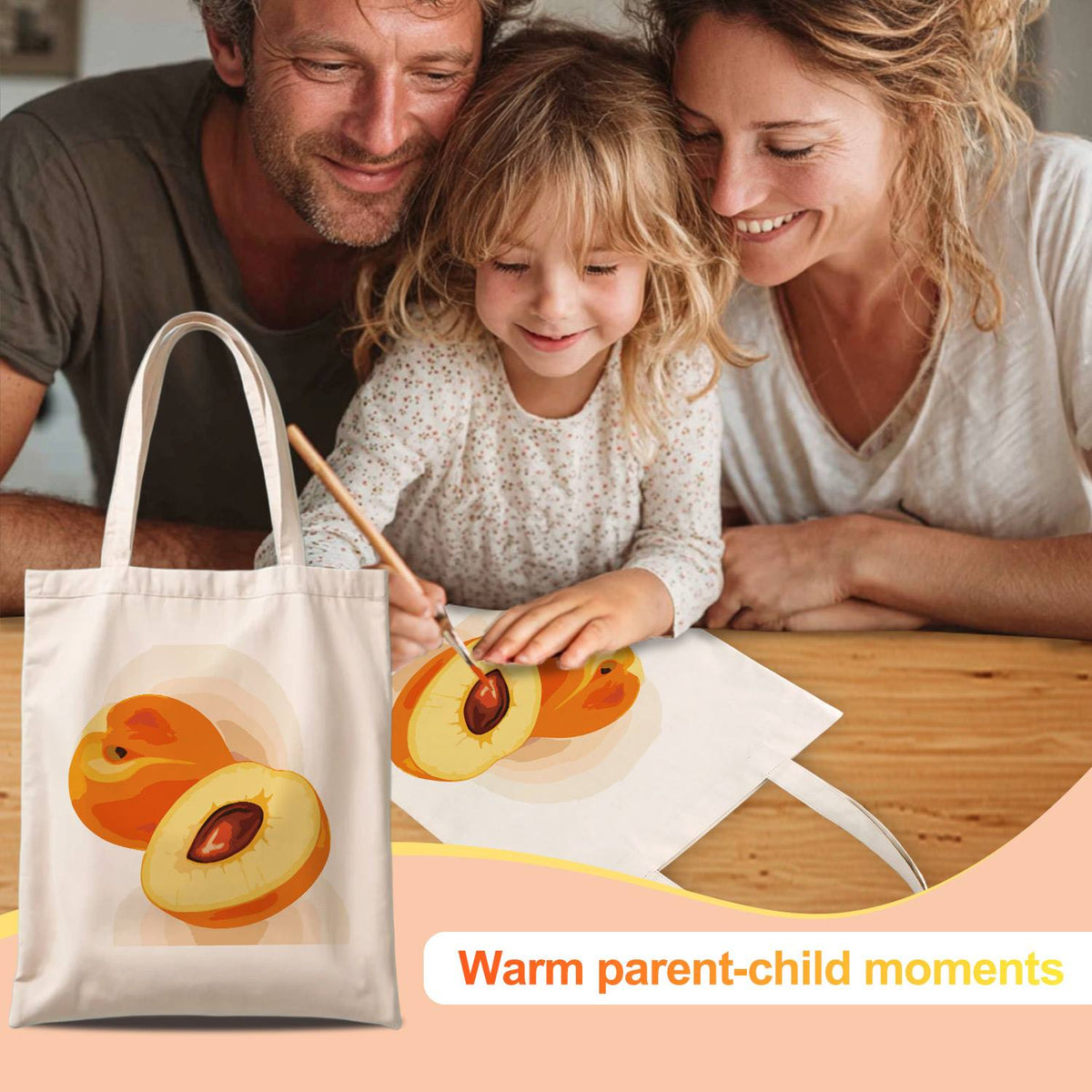 Halved Peaches with Stone paint by numbers tote bag – image 12