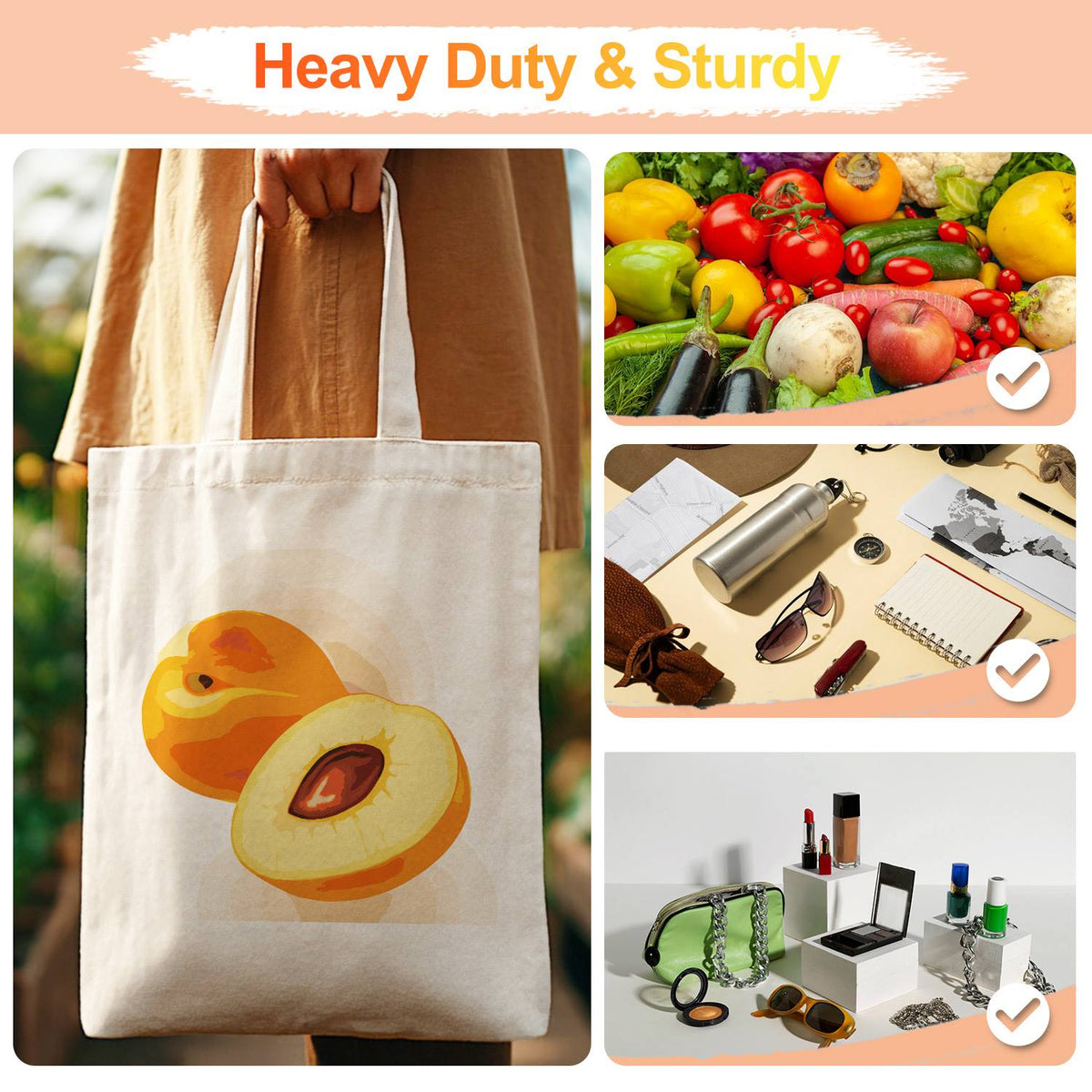 Halved Peaches with Stone paint by numbers tote bag – image 13