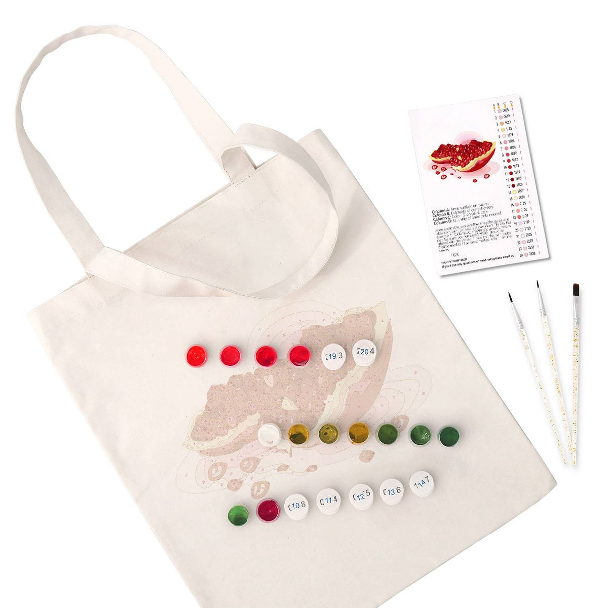 Split Pomegranate and Seeds paint by numbers tote bag – image 2
