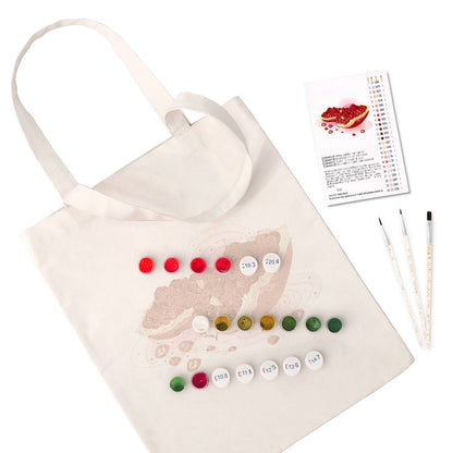 Split Pomegranate and Seeds paint by numbers tote bag – image 2