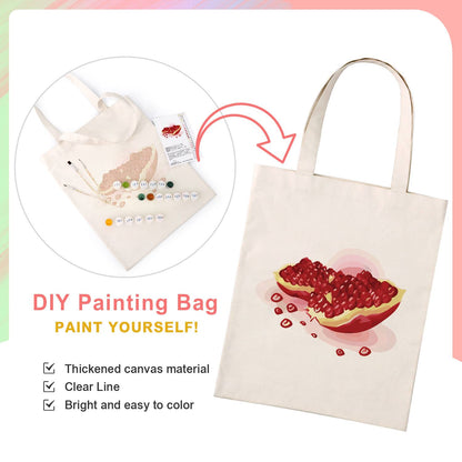 Split Pomegranate and Seeds paint by numbers tote bag – image 4