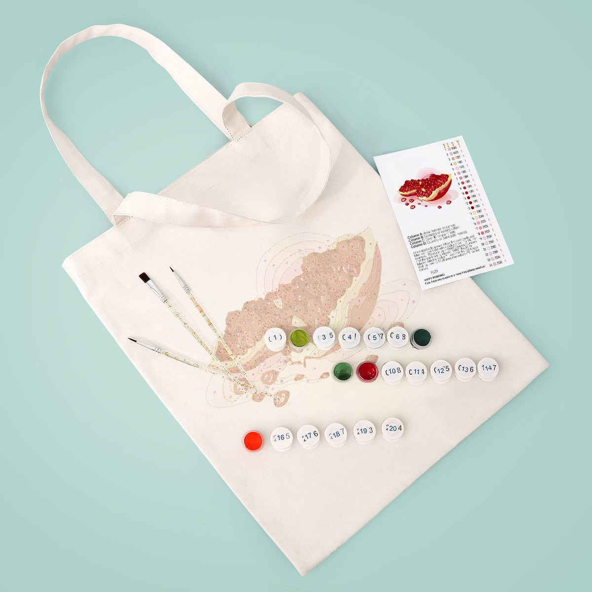 Split Pomegranate and Seeds paint by numbers tote bag – image 5