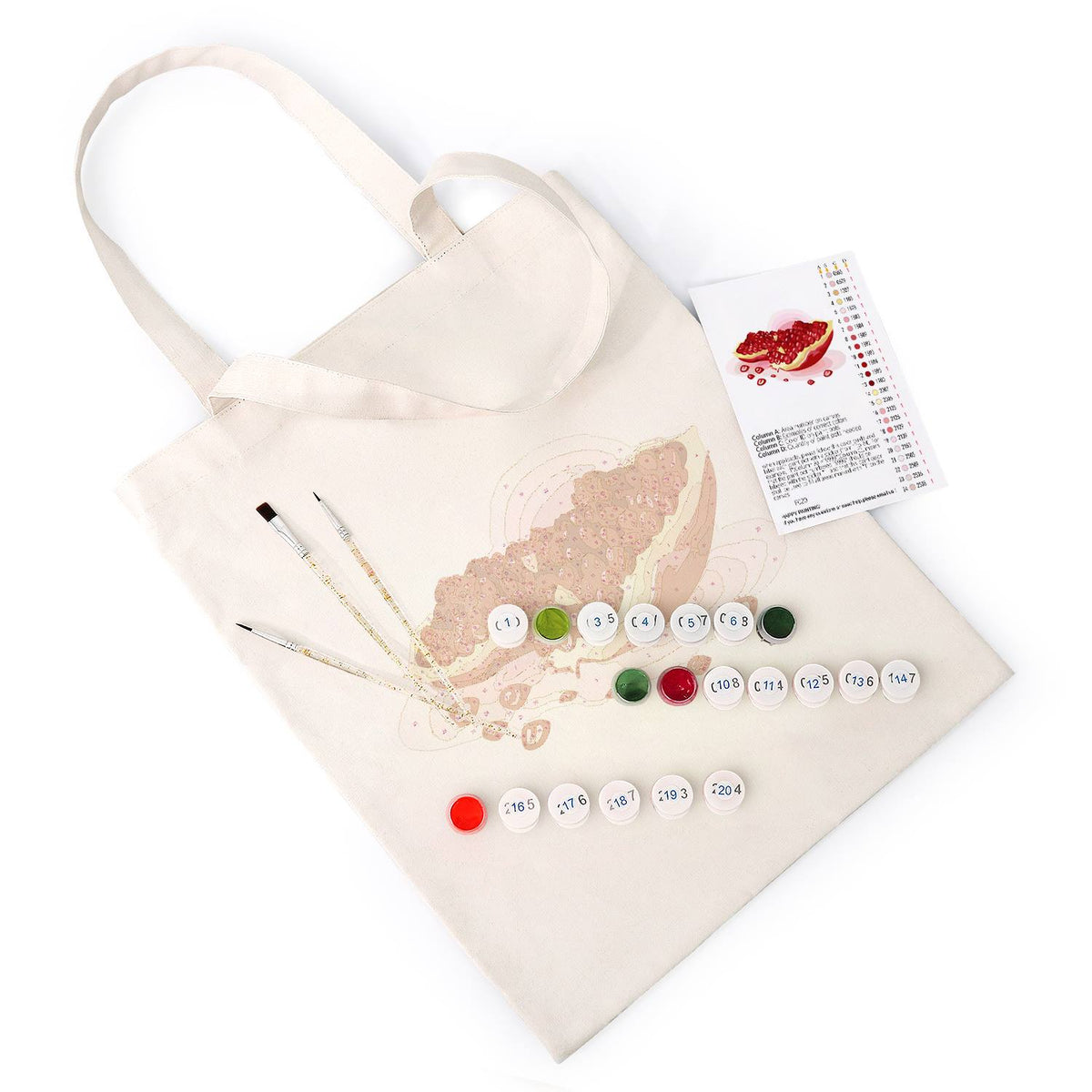 Split Pomegranate and Seeds paint by numbers tote bag – image 6