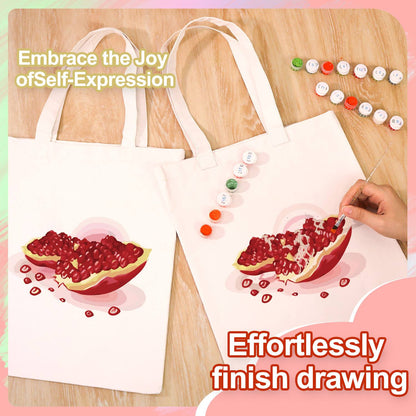 Split Pomegranate and Seeds paint by numbers tote bag – image 7