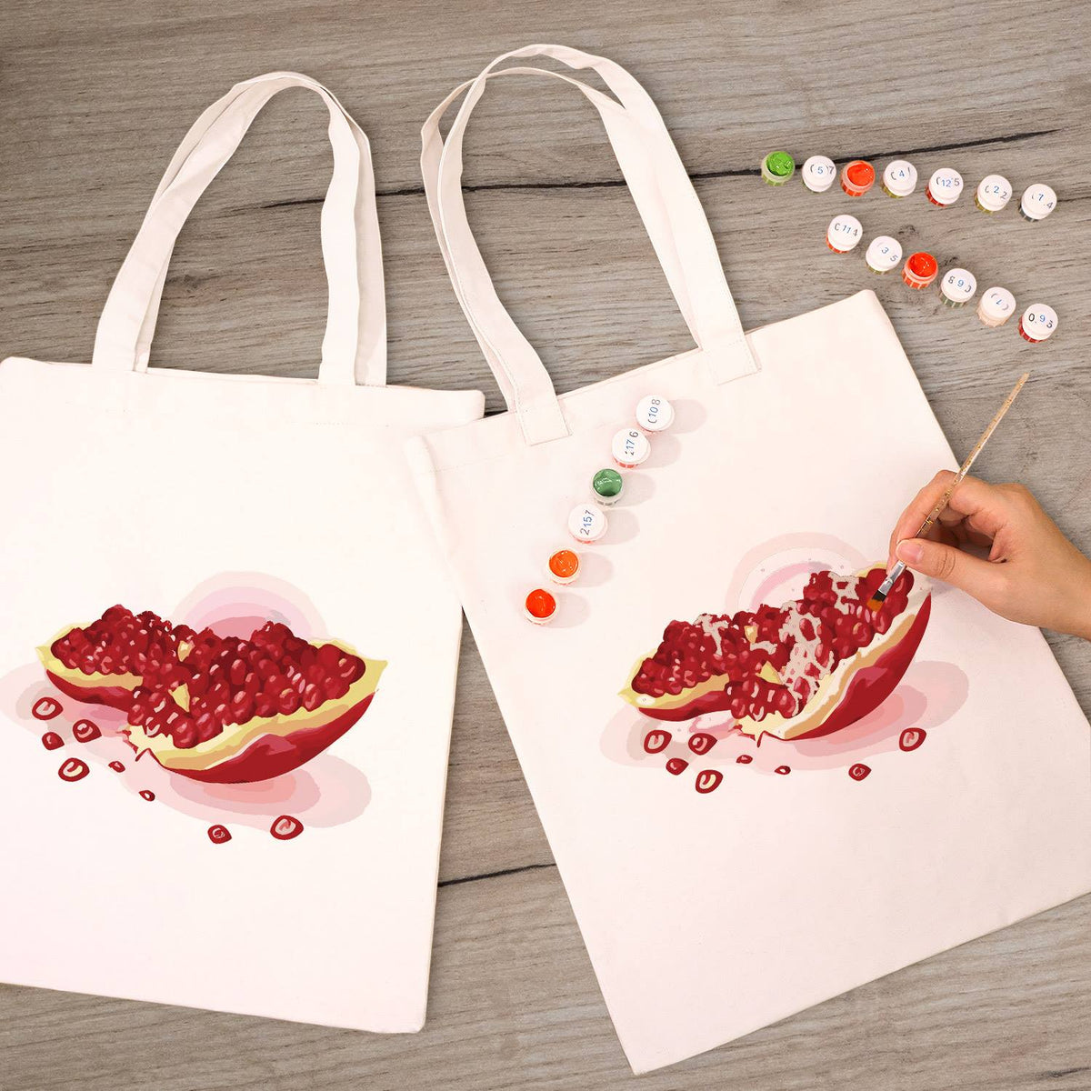 Split Pomegranate and Seeds paint by numbers tote bag – image 8