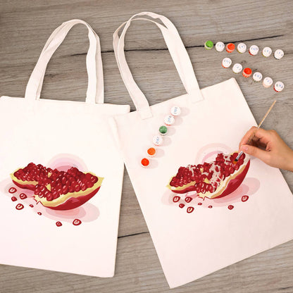Split Pomegranate and Seeds paint by numbers tote bag – image 8