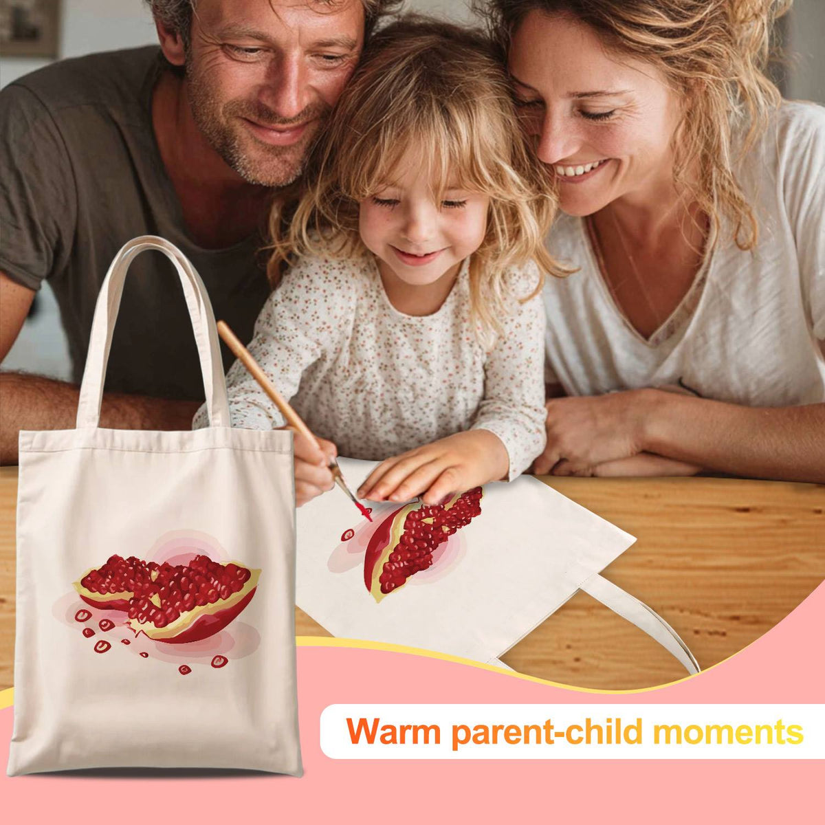 Split Pomegranate and Seeds paint by numbers tote bag – image 12