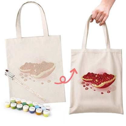 Split Pomegranate and Seeds paint by numbers tote bag – image 15
