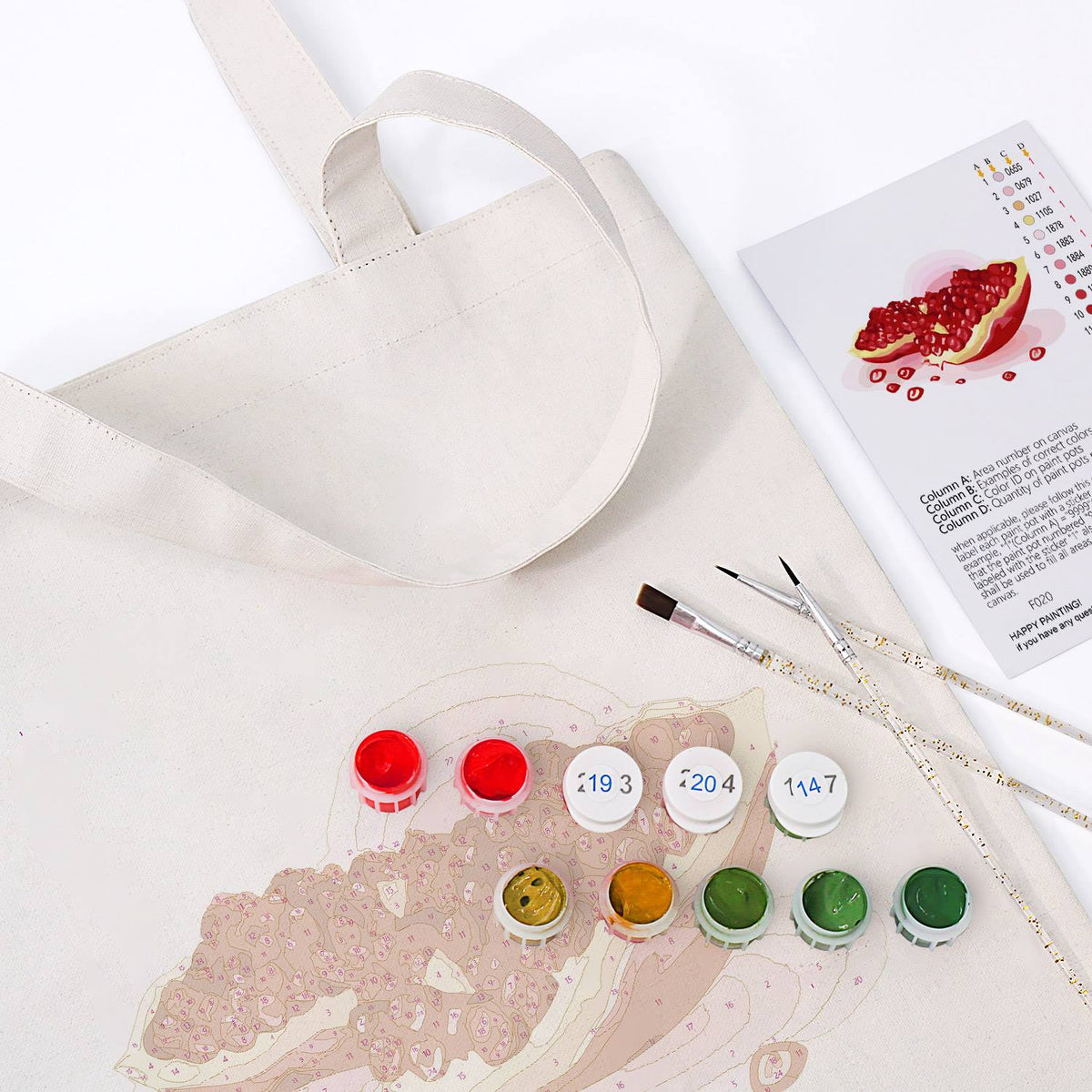 Split Pomegranate and Seeds paint by numbers tote bag – image 17
