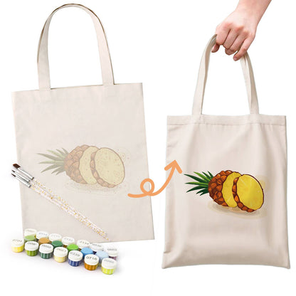 Sliced Pineapple with Crown paint by numbers tote bag – image 15