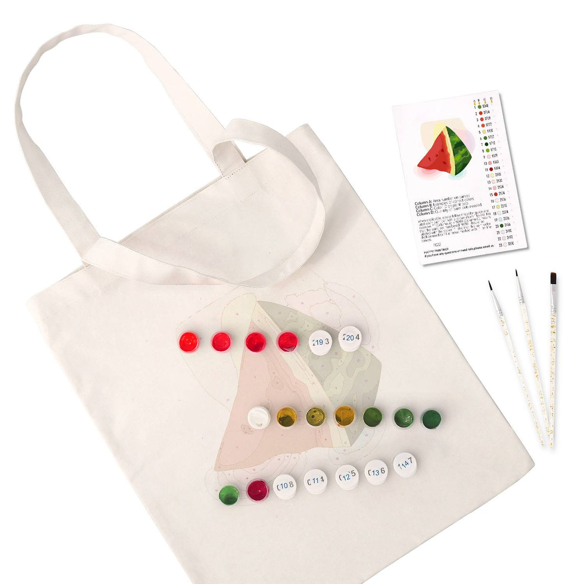 Summer Watermelon Triangles paint by numbers tote bag – image 2