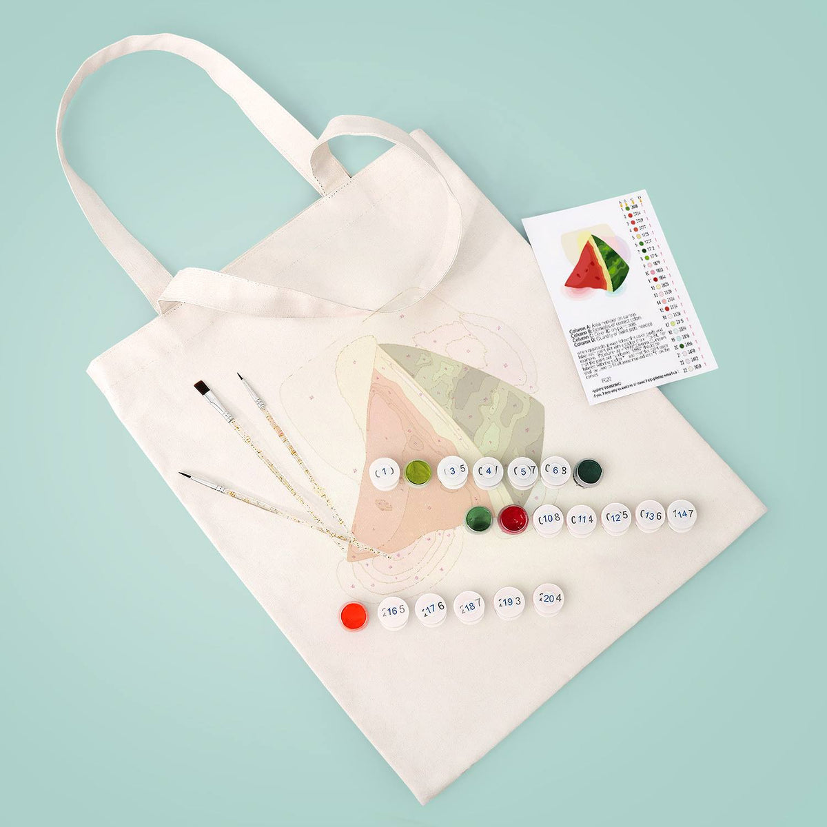 Summer Watermelon Triangles paint by numbers tote bag – image 5