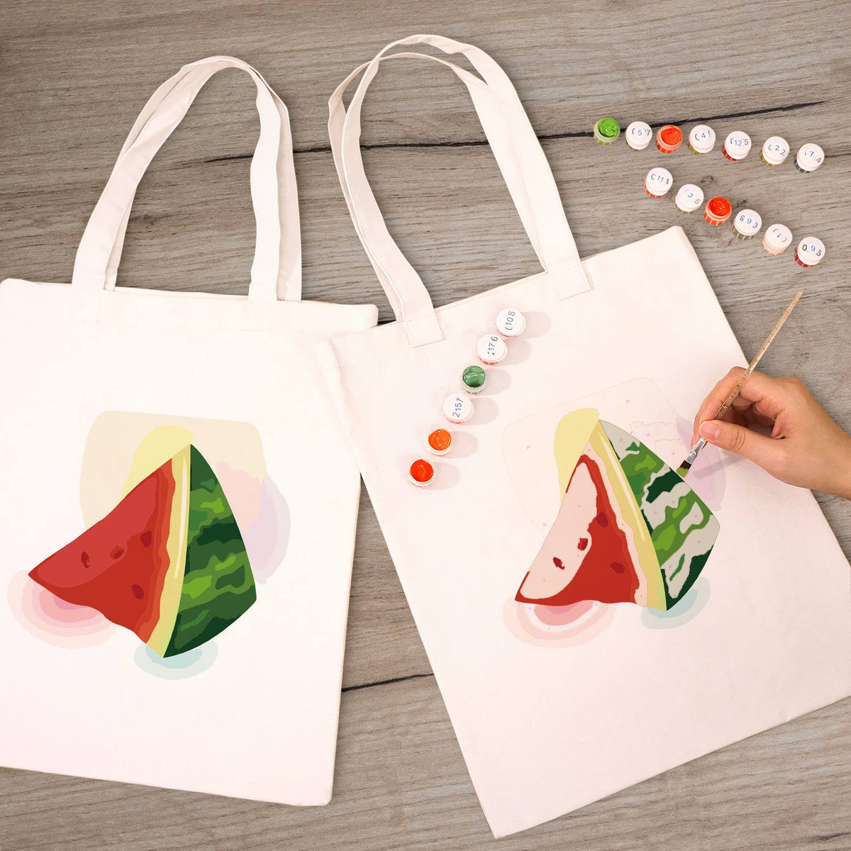 Summer Watermelon Triangles paint by numbers tote bag – image 8