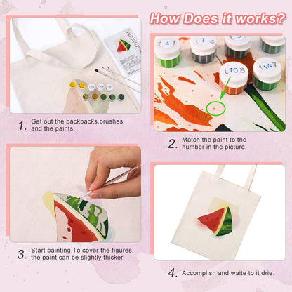 Summer Watermelon Triangles paint by numbers tote bag – image 11