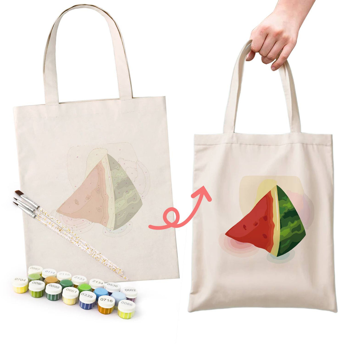Summer Watermelon Triangles paint by numbers tote bag – image 15