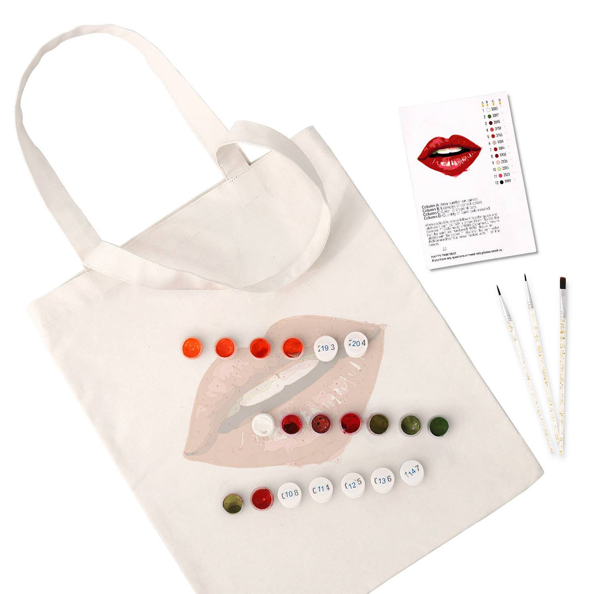 Parted Lips in Cherry Red paint by numbers tote bag – image 2